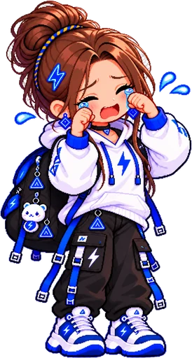 Tiny cries with big tears in pixel art